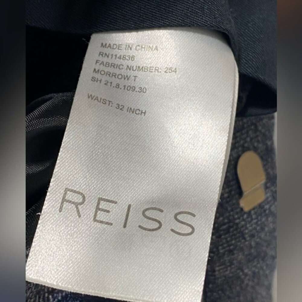 Reiss 100% Wool Check Morrow Trousers Indigo Women’s Waist 32 Short - Picture 7 of 8